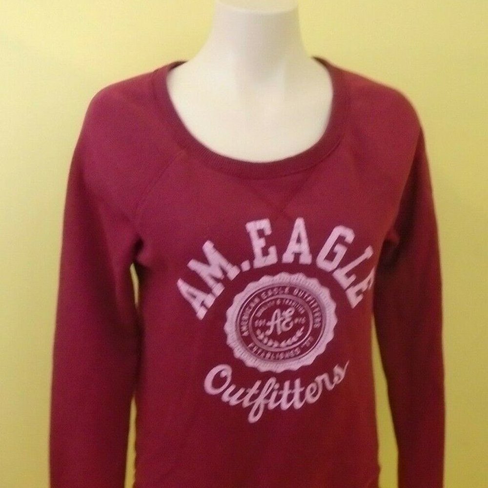 American Eagle Red Long Sleeve Scoop Neck Top